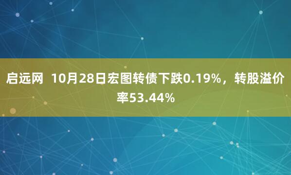 启远网 10月28日宏图转债下跌0.19%,转股溢价率53.44%