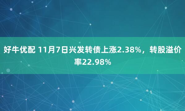 好牛优配 11月7日兴发转债上涨2.38%,转股溢价率22.98%